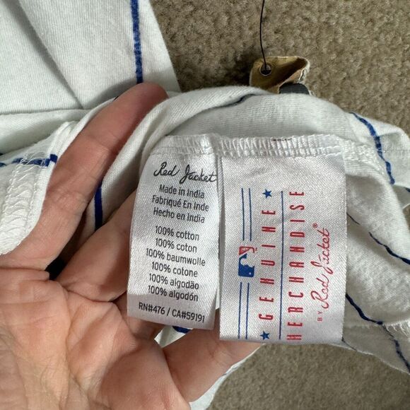 Red Jacket Chicago Cubs T-Shirt Mens XL White Brass Tacks Pinstripe Licensed NEW - Picture 8 of 10